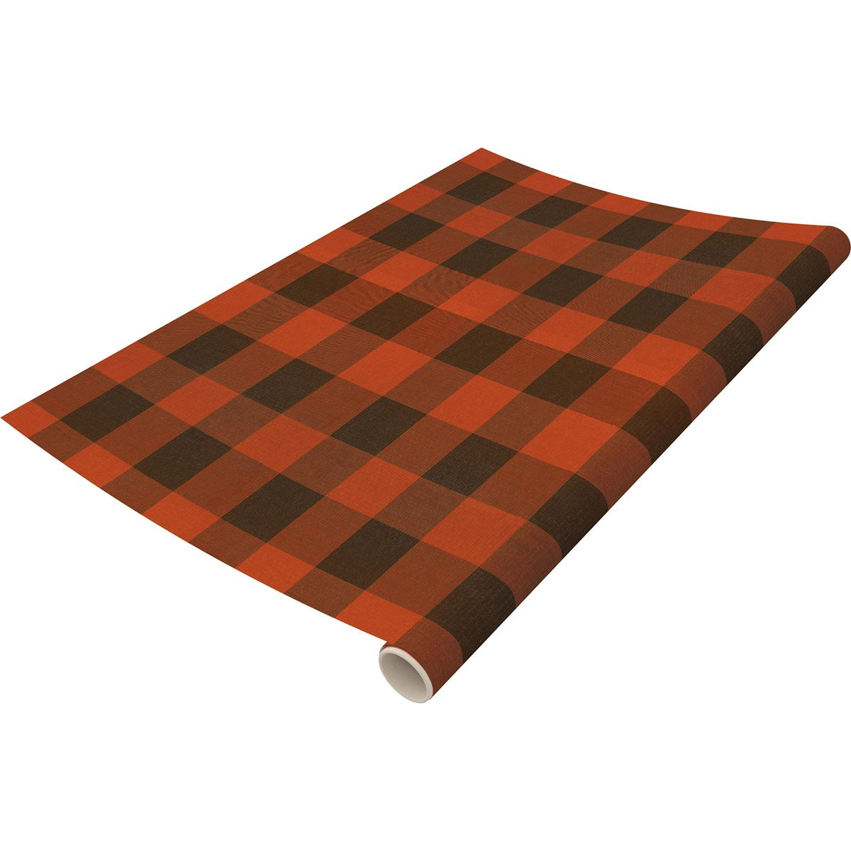 Orange Buffalo Check Paper Table Runner