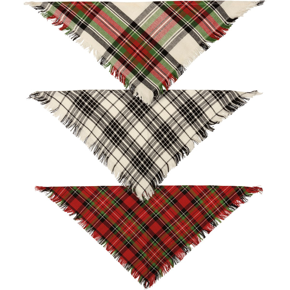 Christmas Plaid Pet Bandana Set, Size Options