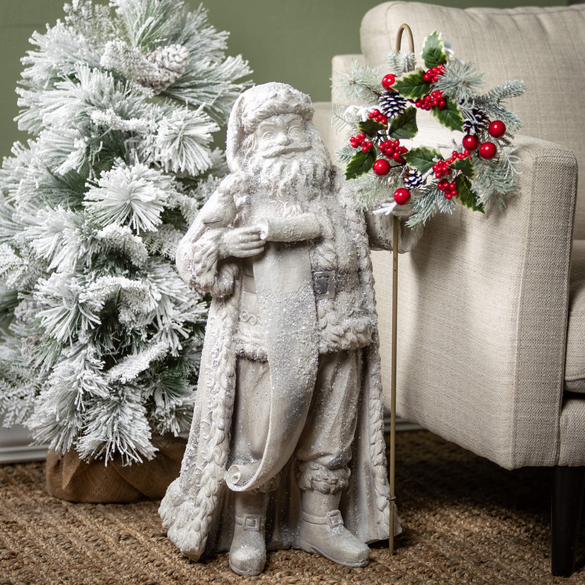 Large Frosted Santa Figure