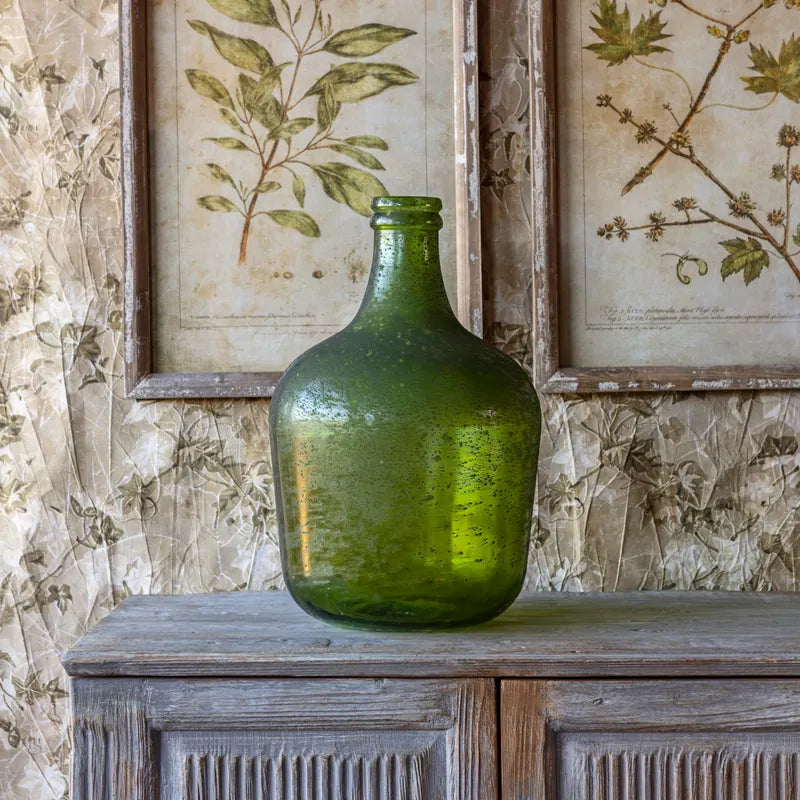 Decorative Aged Verde Bottle, Size Options
