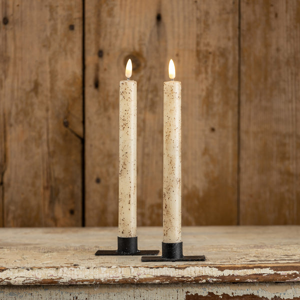 9.5" Flame Taper Candle- Set of Two, Color Options