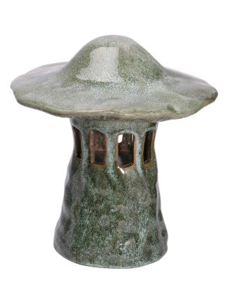 Stoneware Mushroom Lantern with Lid, Reactive Glaze, Color Options