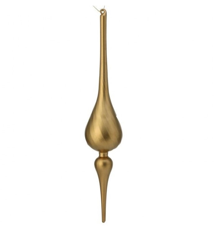 15" Glass Matte Gold Finial Ornament
