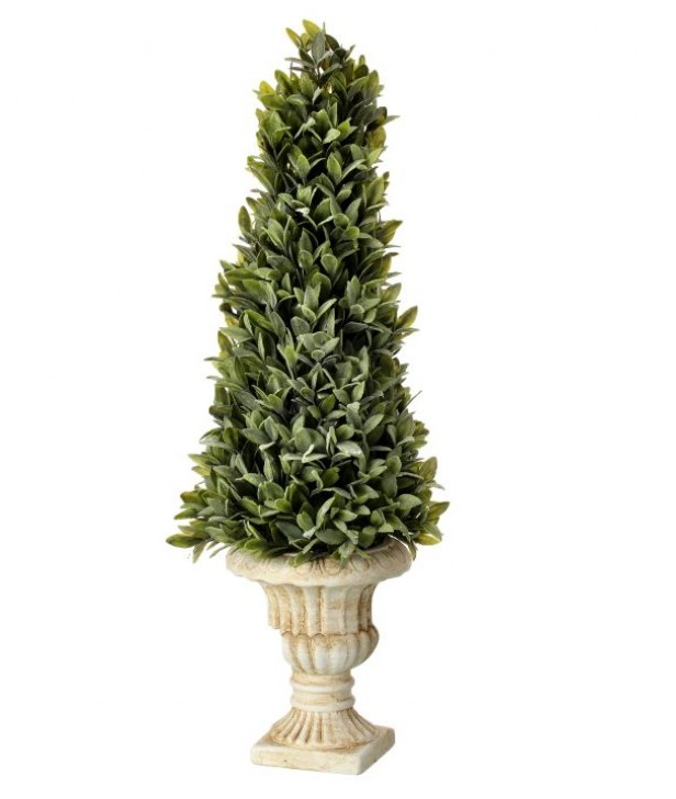 24" Flocked Sage Cone Topiary