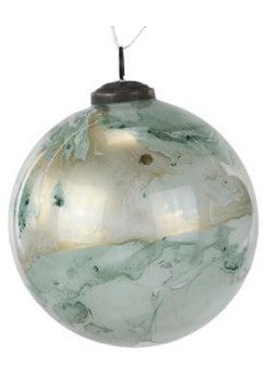 Sage Green Marbled Glass Ornament, 2 Style Options