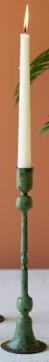 Forged Iron Green Patina Taper Candle Holder, Size Options