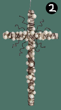 Wire Cross with Beads Ornament, 4 Style Options