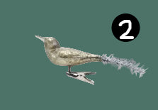 Mercury Glass Bird Clip-on Ornament w/ Tinsel & Feathers, 3 Style Options