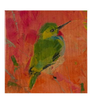 Hand-Painted Lacquered Wood Wall Decor with Bird, 2 Style Options