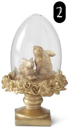 6.25" Gold Resin Easter Bunny Egg Cloche Topiary, Style Options