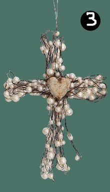 Wire Cross with Beads Ornament, 4 Style Options