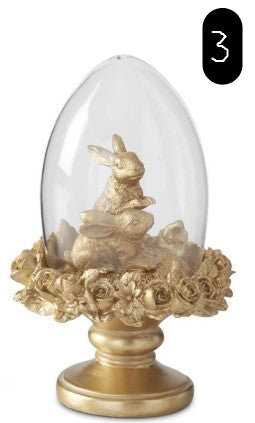 6.25" Gold Resin Easter Bunny Egg Cloche Topiary, Style Options