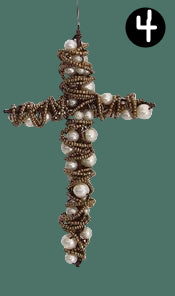 Wire Cross with Beads Ornament, 4 Style Options