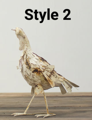 Antiqued Distressed White Metal Turkey, 2 Style Options