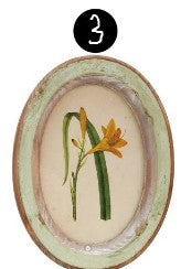 Oval Wood Framed Glass Wall Décor with Flower, 9 Style Options