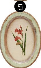 Oval Wood Framed Glass Wall Décor with Flower, 9 Style Options