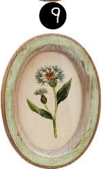 Oval Wood Framed Glass Wall Décor with Flower, 9 Style Options