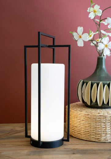 Tall Textured Black Metal Led Lantern