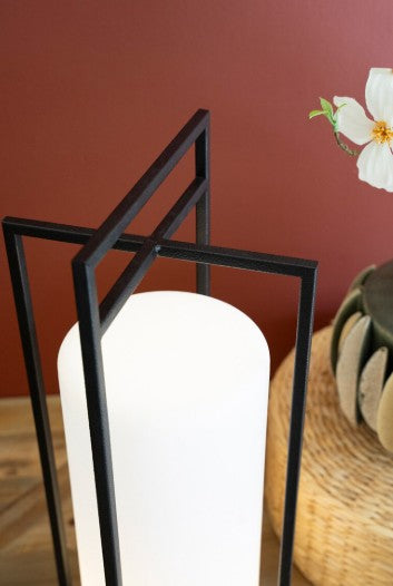 Tall Textured Black Metal Led Lantern