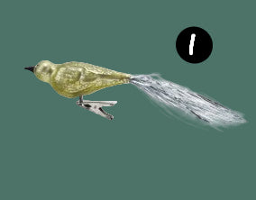 Trina Mercury Glass Bird Clip-on Ornament w/ Tinsel & Feathers, 3 Style Options