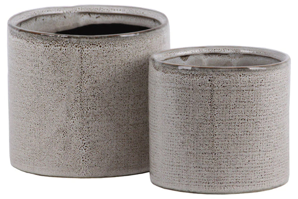 Ceramic Cylinder Pot with Stipple Design Body, Size Options