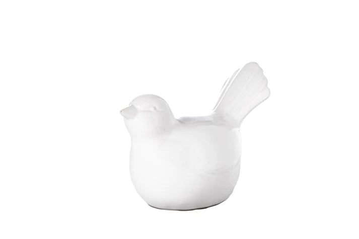 5" Ceramic Bird Figurine Gloss Finish White
