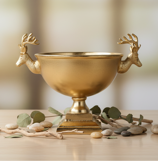 Double Deer Head Gold Compote