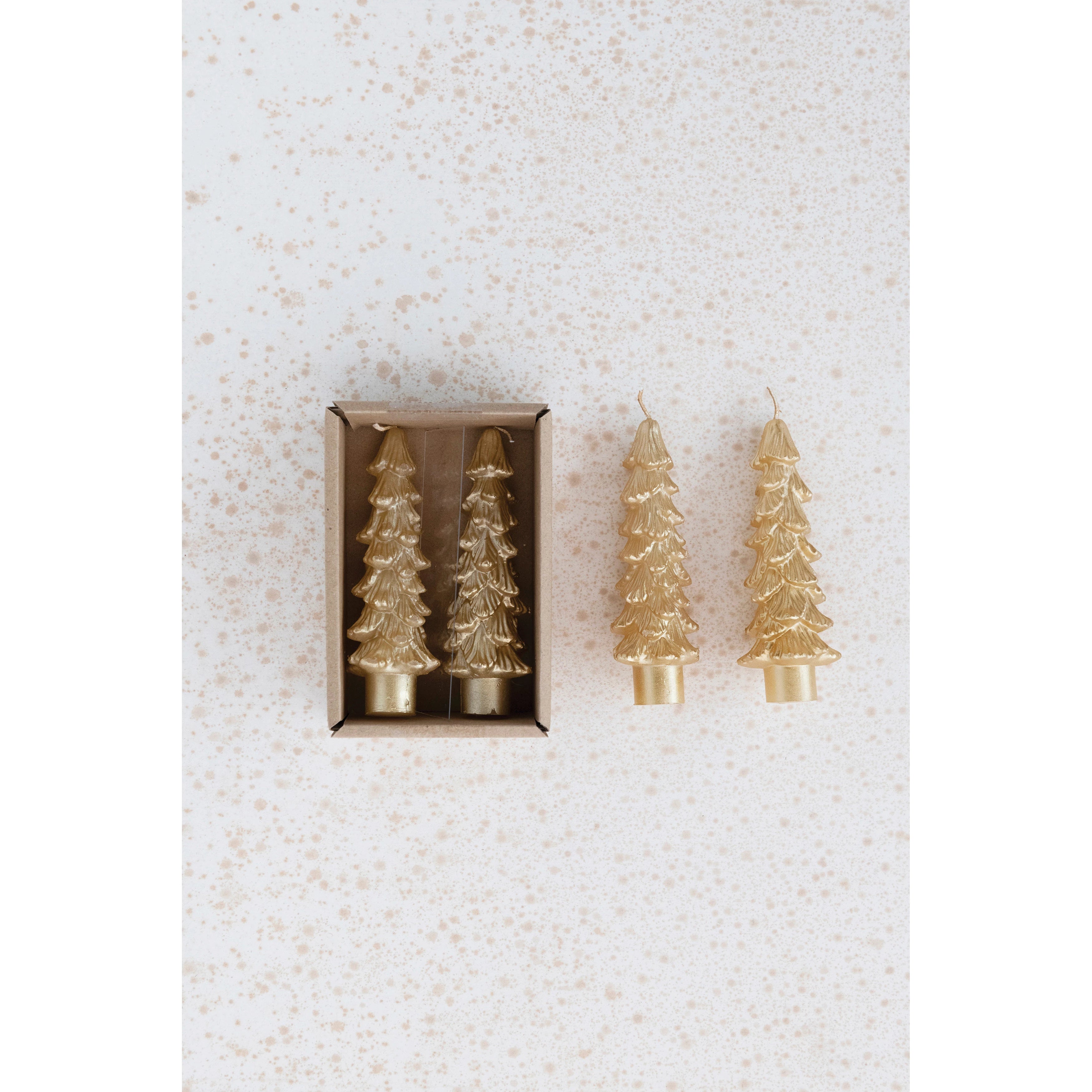 5"H Unscented Tree Shaped Taper Candles In Box, Color Options