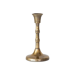 Embossed Aluminum Taper Holder, Antique Brass