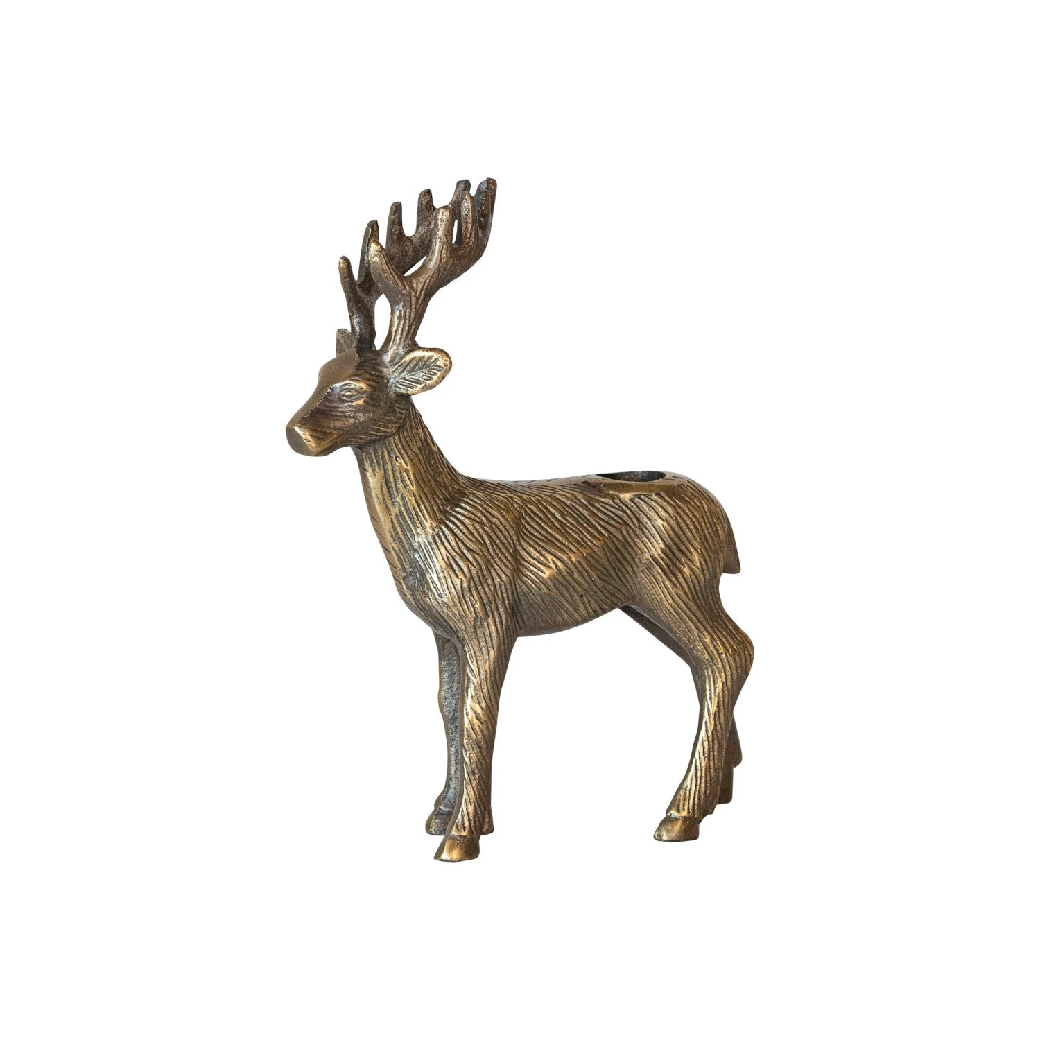 Cast Aluminum Reindeer Taper Holder, Size Options