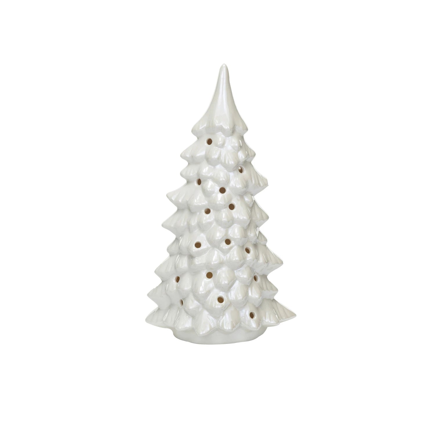 Stoneware LED Tree with Cut-Outs, Size Options