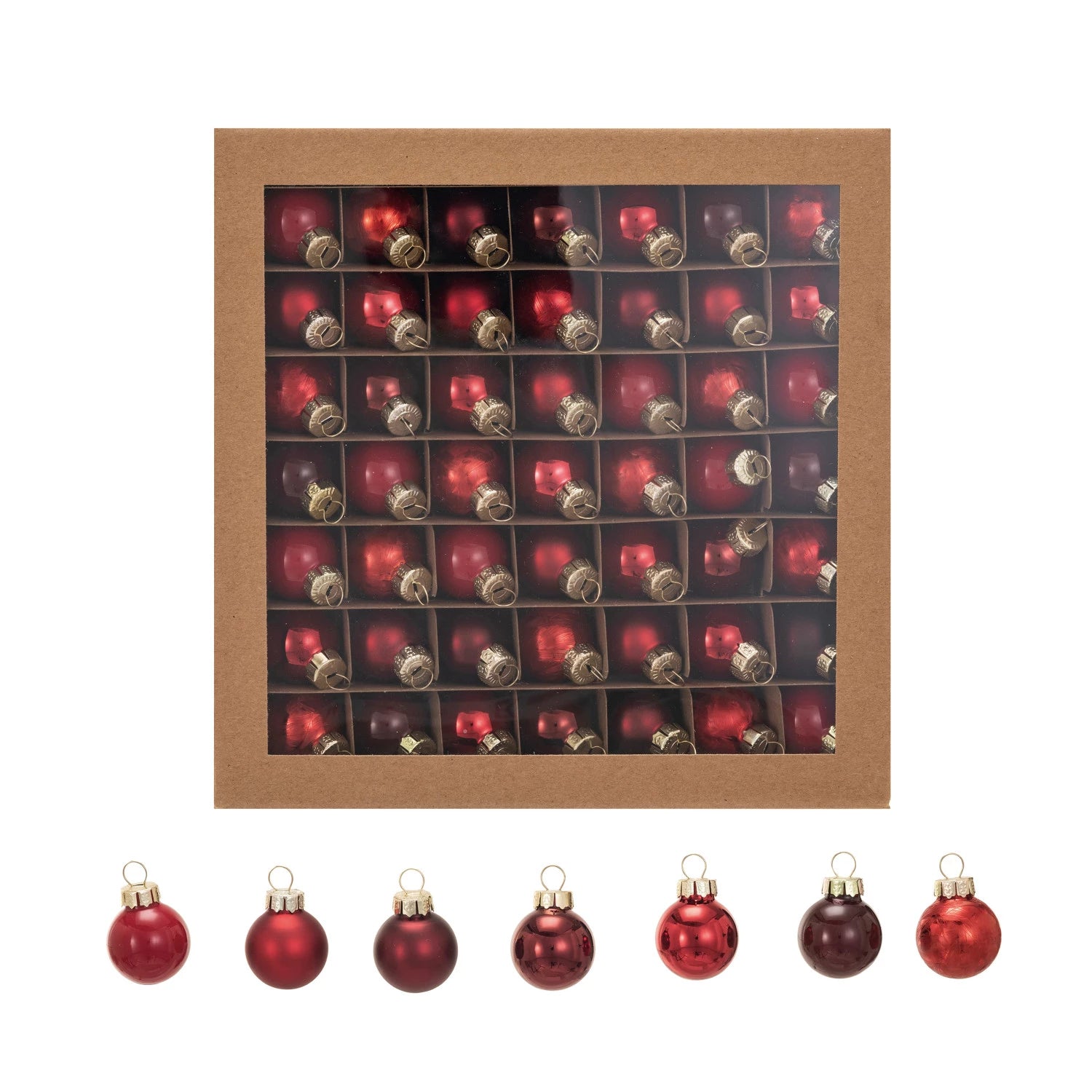 Glass Ball Ornaments - Boxed Set of 49, Color Options