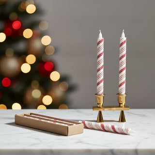 Flameless Set of 2 LED Candy Cane Striped Taper Candles