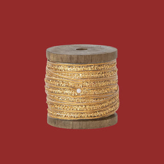 Cotton Metallic Ribbon on Wood Spool, Gold Color
