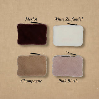 Faux Fur Fabric Zip Pouch, 4 Color Options