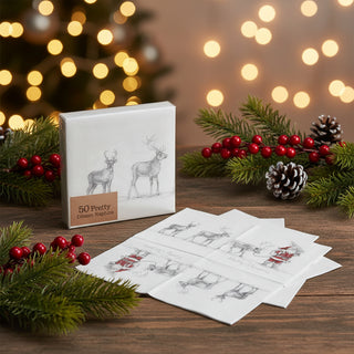 50 Ct Santa Leading Reindeer Paper Dinner Napkins
