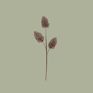 24"H Faux Beaded Pinecone Stem w/ Glitter, Champagne Finish