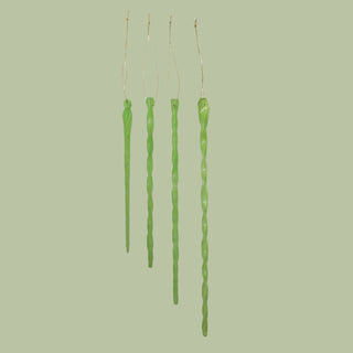 Set of 4 Handmade Glass Icicle Ornaments, 5 Color Options