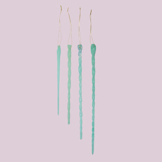Set of 4 Handmade Glass Icicle Ornaments, 5 Color Options