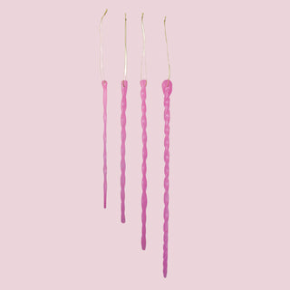 Set of 4 Handmade Glass Icicle Ornaments, 5 Color Options