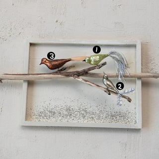 Trina Mercury Glass Bird Clip-on Ornament w/ Tinsel & Feathers, 3 Style Options