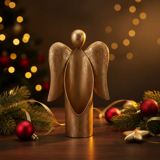Antique Gold Metal Angel Container