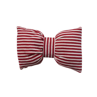 Bow Shaped Cotton Velvet Striped Lumbar Pillow