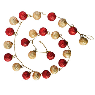 Berry & Blush Embossed Mercury Glass Ball Ornament Garland
