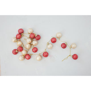 Berry & Blush Embossed Mercury Glass Ball Ornament Garland