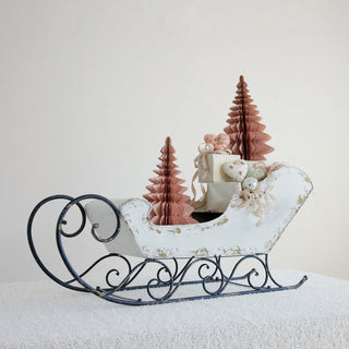 Antique White & Black Metal Sleigh