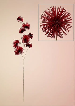 Plastic Tinsel Ball Stem, Red
