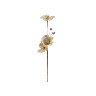 Faux Magnolia Flower Stem with Glitter & Jewels, Blush Color