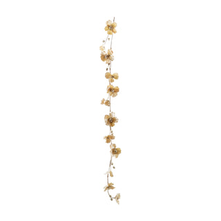 Faux Magnolia Flower Garland with Glitter & Jewels, Blush Color