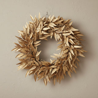 24" Metallic Leaf Wreath